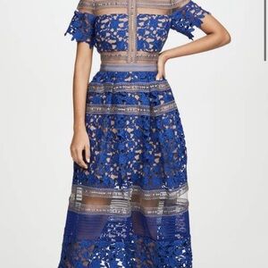 Elegant Blue Lace Dress
